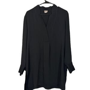 Chico's Black V-Neck Long Sleeve Sailor Collar Side Slit Dress Women Sz 2 12/14